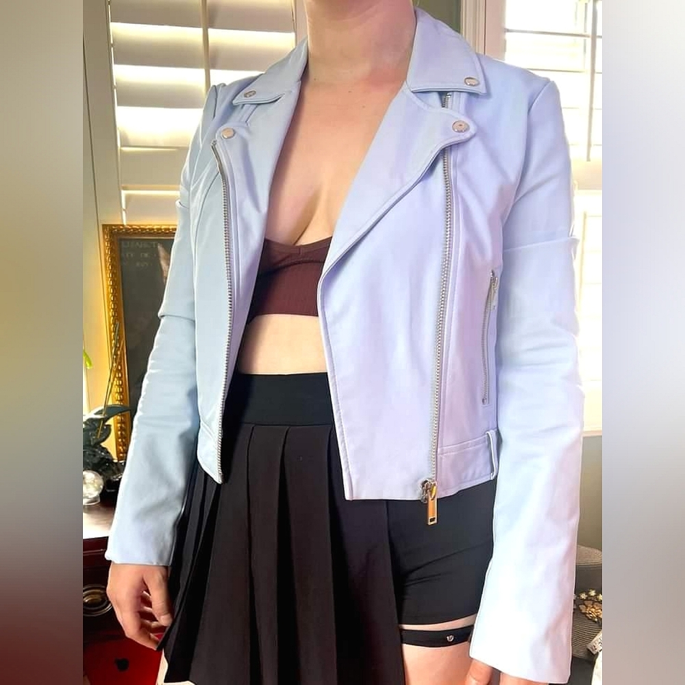 Forever 21 Baby Blue Vegan Leather Jacket